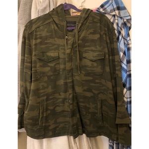 Anthropologie Sanctuary zip up camo moto sweater jacket